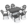 Hzzkey 7-Piece Black Cast Aluminum Patio Dining Set with Brown Cushions, for Deck, Garden, Backyard - 3 of 4