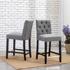 WestinTrends 24" Linen Fabric Tufted Counter Stool (Set of 2) - 2 of 4