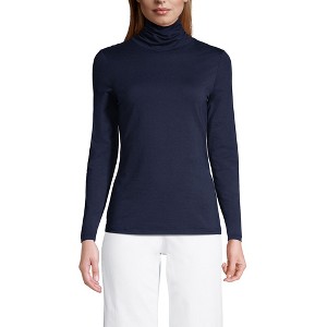Lands' End Women's Lightweight Jersey Skimming Long Sleeve Turtleneck - 1 of 4