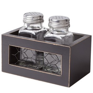 The Lakeside Collection Rustic Farmhouse Housewares Collection - Salt & Pepper Shakers w/Holder 3 Pieces - 1 of 4