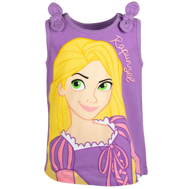 Disney Princess Cinderella Belle Moana Ariel Rapunzel Jasmine Baby Girls 3 Pack Tank Tops Infant to Little Kid, 4 of 8