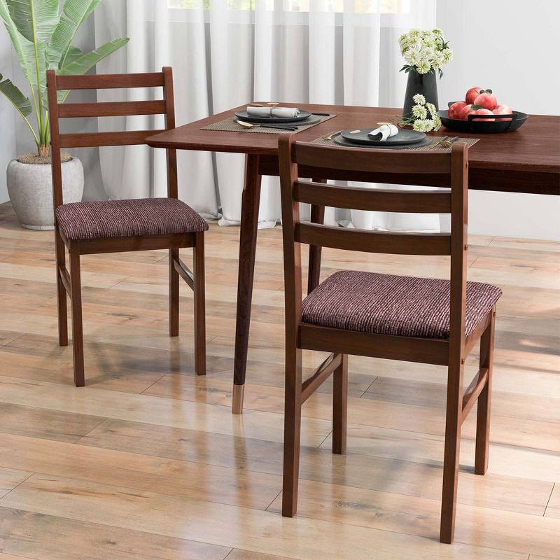 Costway Set of 2 Wooden Dining Chairs Mid-Century Armless Chairs with Curved Backrest, 3 of 11