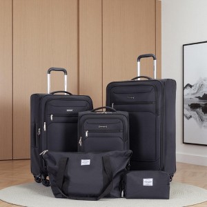 Gulches 5-Piece Lightweight Durable Softshell Luggage Set (18"/23"/27"/Travel Bag/Toiletry Bag) - Black - 1 of 4
