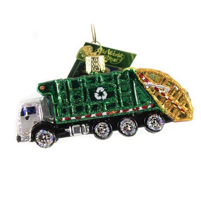 Old World Christmas 2.0 Inch Garbage Truck Specialized Truck Tree Ornaments