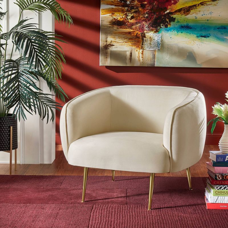 Minerva Brass Finish Velvet Upholstered Accent Chair - Inspire Q, 4 of 13