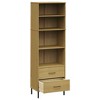 vidaXL Bookshelf Book Cabinet with 2 Drawers Storage Cabinet OSLO Solid Wood - Brown - 4 of 4
