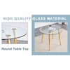 PAGED 36 Inch Round Dining Table with Glass Top, Modern Minimalist Kitchen Table with Metal Legs for Living Room - 2 of 4