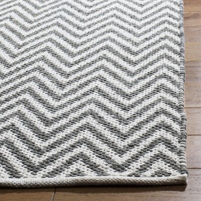 Handwoven Grey and Ivory Cotton Rectangular Rug 4' x 6'