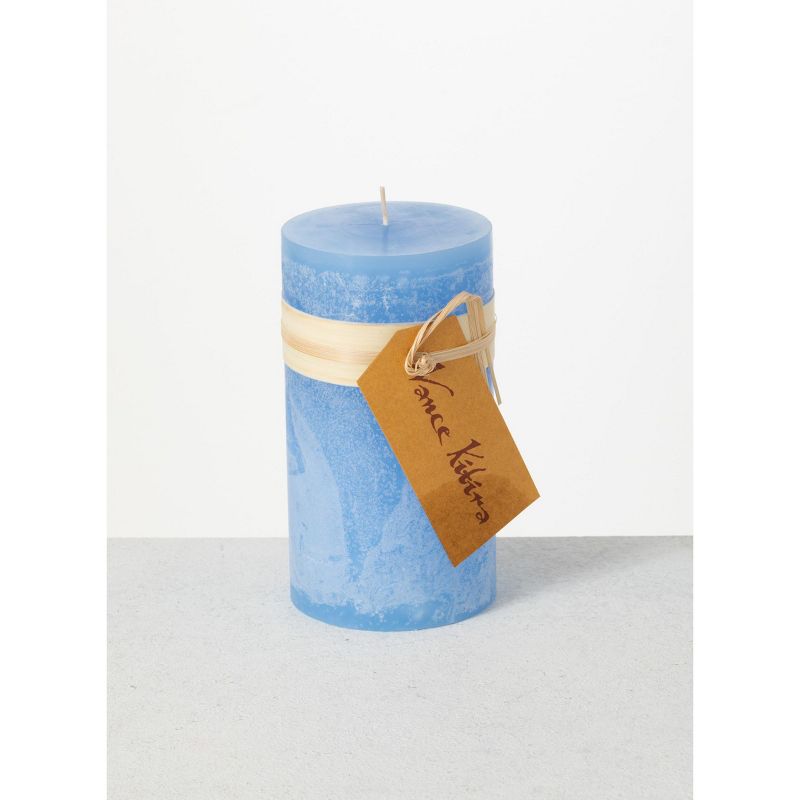 Vance Kitira 6" Crystal Blue Timber Pillar Candle ,Scentless, Clean-Burning, Environmental Friendly, 1 of 3