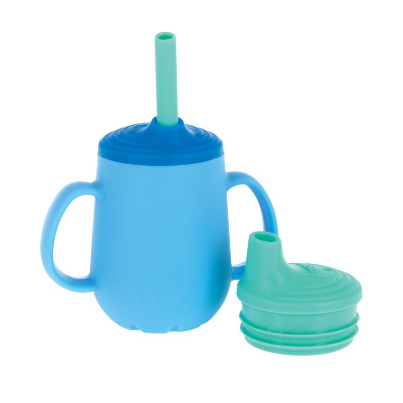 Nuby 4oz 2 Handle Silicone Cup with Spout Lid - Boy, 1 of 8