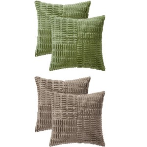 REGALWOVEN 4 Pcs Solid Corduroy Soft Decorative Throw Pillow Covers for Modern Farmhouse Home Decor 18 x 18 Inch - 1 of 4