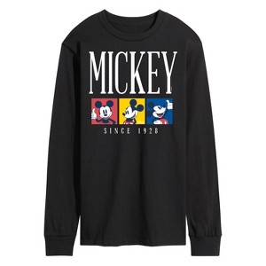 Men's - Disney - Mickey Color Blocks Long Sleeve Graphic T-Shirt - 1 of 4