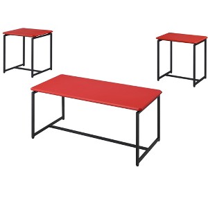 NicBex Modern Rectangle Coffee Table Set of 3 with Beveled Edges and Metal Frame for Living Room - 1 of 4