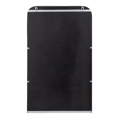 Silver Rectangular Metal Bathroom Mirror with Shelf