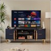 KIGFTSOD Deluxe Sculpted Modern Geometric TV Stand – Aluminum Frame, Tempered Glass Door, 4-Drawer Chest w/Adjustable Metal Feet - 3 of 4