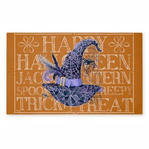 Stupell Industries Witchy Hat & Spooky Phrases Printed Outdoor Door Mat, design by Paul Brent, 18"x30" - 1 of 4