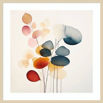 Fluid Floral Artistry II 33" Framed Abstract Print in Svelte Natural