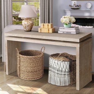 60"W Long Console Table, Rectangular  Sofa Table, Farmhouse Entryway Table for Entrance, Hallway, Living Room, Antique Natural-- Frevyn - 1 of 4