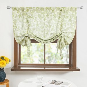 Faux Linen Valance, Phoenix Tail Scroll Grass, Rod Pocket Back Strap, No Tie-Back, Window Decor - 1 of 4