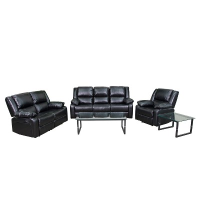 Emma and Oliver Black LeatherSoft Reclining Sofa Set
