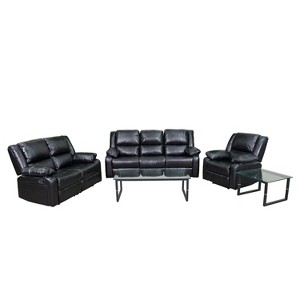 Emma and Oliver Black LeatherSoft Reclining Sofa Set - 1 of 3