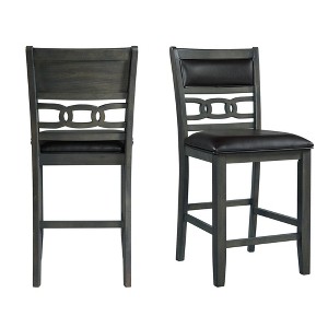 Set of 2 Taylor Faux Leather Counter Height Barstools Gray - Picket House Furnishings: Polyester Upholstery, MDF Frame, 300 lbs Capacity - 1 of 4