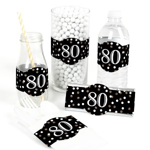 Big Dot of Happiness Adult 80th Birthday - Gold - DIY Party Supplies - Birthday Party DIY Wrapper Favors & Decorations - Set of 15 - 1 of 4