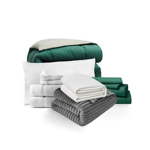 Nestl 9 PC Complete College Dorm Room Twin XL Bedding Bundle, Bed in a Bag Comforter Set - 1 of 4