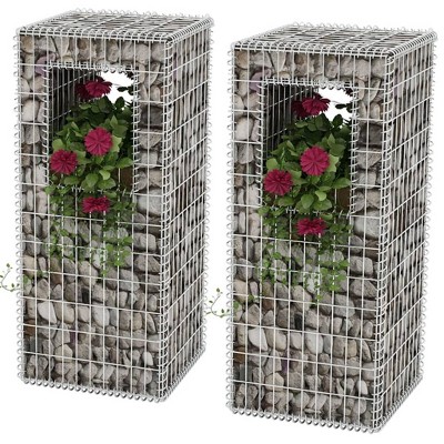 VidaXL Gabion Basket Posts/Planters 2 pcs Steel 19.7Inchx19.7Inchx47.2Inch