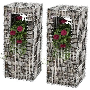 VidaXL Gabion Basket Posts/Planters 2 pcs Steel 19.7Inchx19.7Inchx47.2Inch - 1 of 4
