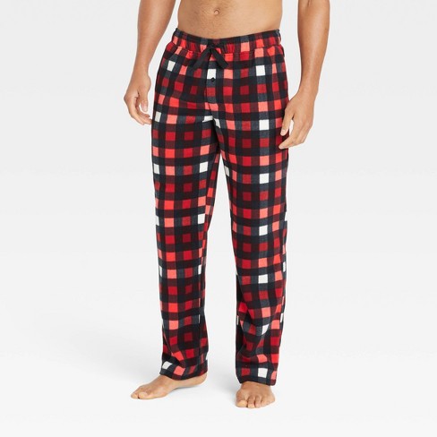 Men's Big & Tall Plaid Microfleece Pajama Pants - Goodfellow & Co™ Red ...