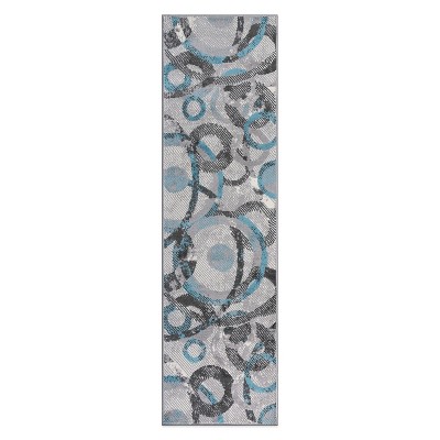 World Rug Gallery Distressed Modern Circles Stain Resistant Soft Area Rug