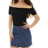 INSPIRE CHIC Women's Short Sleeves Off The Shoulder Stretchy Fabric Solid Crop Top - 4 of 4