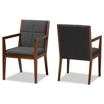 Set of 2 Theresa Fabric Upholstered Wood Living Room Accent Chair - Baxton Studio