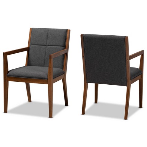 Set Of 2 Theresa Fabric Upholstered Wood Living Room Accent Chairs