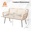 Costway Patio Wicker Loveseat Furniture with Seat Back Cushions, Heavy-Duty Metal Legs Off-White/Black - 3 of 4