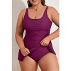 Eomenie Plus Size Swimdress for Women One Piece Swimsuit Tummy Control Swim Dresses Skirt Bathing Suit - 2 of 3