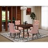 5-Piece Mahogany Finish Solid Wood Top - Rectangular Upholstered Dining Room Set  - Seats 4 - 2 of 4