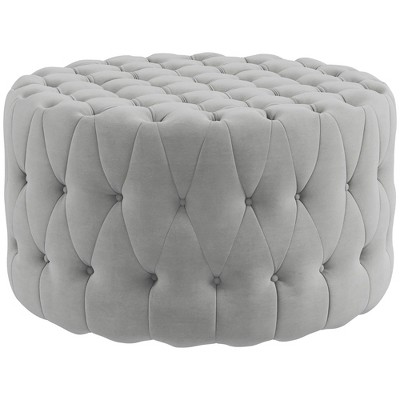 NicBex Modern 31.5" Round Ottoman Velvet Upholstered Footstools with Button Tufted for Bedroom and Living Room