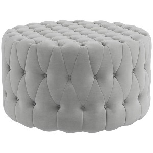 NicBex Modern 31.5" Round Ottoman Velvet Upholstered Footstools with Button Tufted for Bedroom and Living Room - 1 of 4
