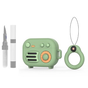 HTUTWOO Retro Radio AirPods Pro Case, Silicone Protective Cover with Finger Ring Keychain and Cleaner Kit - 1 of 4