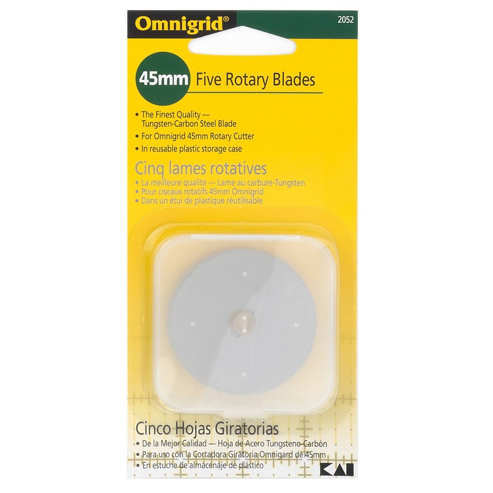 Omnigrid 5pk 45mm Rotary Replacement Blades: Carbon Steel Craft Cutting Tools, Cut Materials up to 1.5mm, Silver