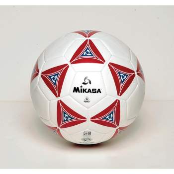 Mikasa Size 4 Deluxe Cushioned Soccer Ball, Ages 8 to 12, 25 Inch Diameter, White/Red