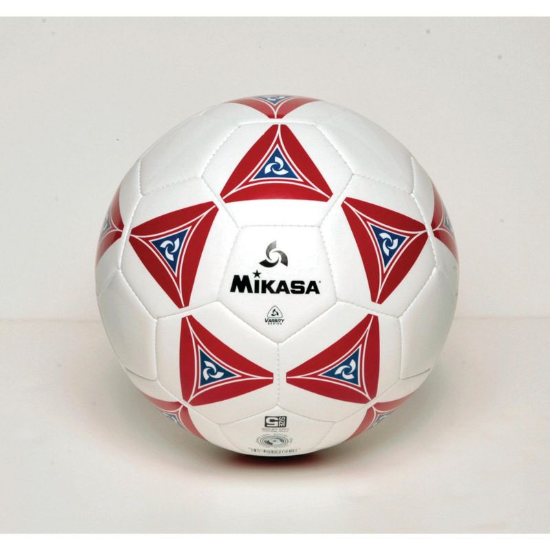 Mikasa Size 5 Deluxe Cushioned Soccer Ball, Ages 12 and Up, 27 Inch Diameter, White/Red, 1 of 2