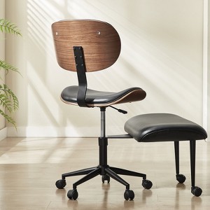 Bestier Ergonomic Criss Cross Chair, PU Leather Swivel Chair with Wheel & Bentwood, Lumbar Support for Yoga Meditation - 1 of 4