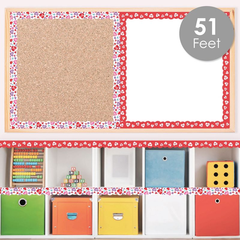 Big Dot of Happiness Colorful Valentine's Day - Scalloped Classroom Decor - Bulletin Board Borders - 51 Feet, 2 of 6