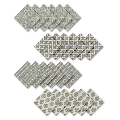 Everyday Casual Prints Assorted Cotton Fabric Napkins Set Of 24 - Gray ...