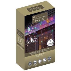 Celebrations LED Mini Multicolored 100 ct Icicle Christmas Lights 6 ft. - 1 of 1