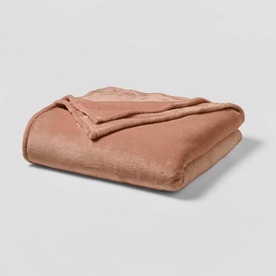 King Microplush Solid Bed Blanket Rust - Threshold™