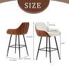 Counter Height Bar Stools Set of 2 With Arms,Upholstered Bar Stools, Kitchen Leisure Side Chair ,Armrest Counter Stool-Cuddlewood - 4 of 4